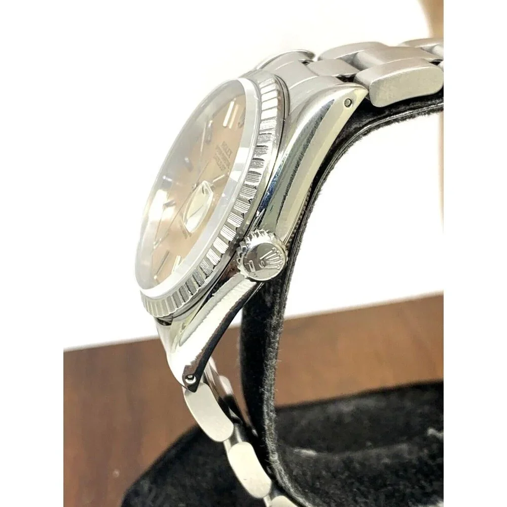 Rolex Datejust Mens Watch 16220 80'S Swiss Automatic Silver-Rose Dial Steel 36mm
